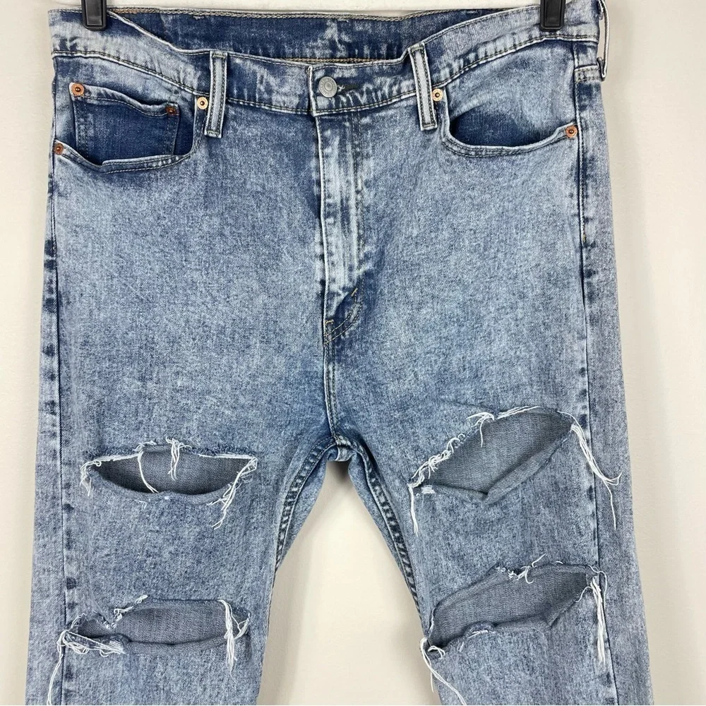 Levis 505 Mens Jeans 38x24 Distressed Acid Wash Denim Light Wash Pants